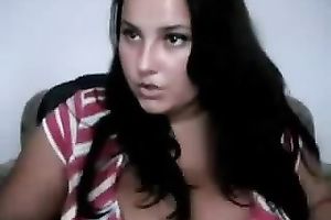 Tanned dark brown big beautiful woman kneads her large bumpers in astounding cam solo