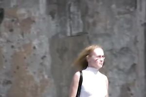 Blonde white wife in Russian Federation receives moist in the public place