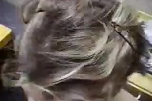 Short-haired golden-haired sucks my boner and feels happy to receive facialed