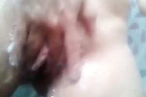 Shower solo movie scene with my busty GF playing with her love melons and cookie