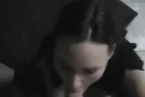 Amateur brunette hair sucks my cock greedily in homemade sex tape