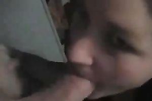 Amateur brunette hair sucks my cock greedily in homemade sex tape