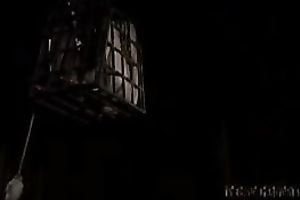 Alluring blonde serf living in the darkness is punished by her slaver