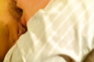 Horny chap eats hairy wet crack of one lovely looking breasty honey