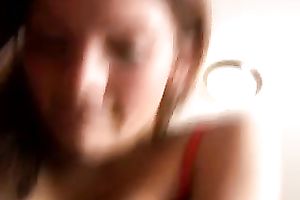 Beautiful teen hottie in her bedroom flashing recent boobs