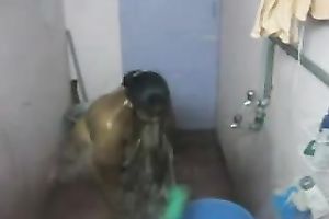 Fat Indian BBC slut washes her body in the baths in hidden webcam clip