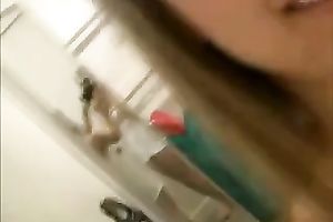 Gorgeous girlfriend and I in the changing room playing