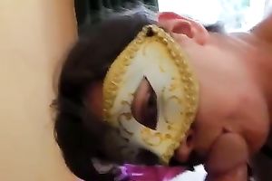 Busty dilettante milf slutwife in the mask getting facialized
