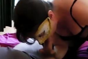 Busty dilettante milf slutwife in the mask getting facialized