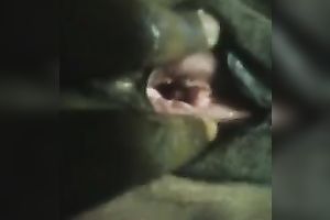 Spreading my wife's fur pie lips apart for u to have a fun