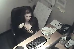Hidden cam scene with my naughty secretary masturbating