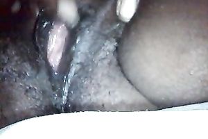 Close up solo action with my dark amateur wife fingering her crotch