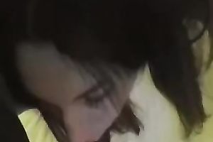 Nasty white brunette hair teen slut is having 2 dark males