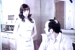 Dark head concupiscent wifey pleads her strict hubby to suck his knob at kitchen