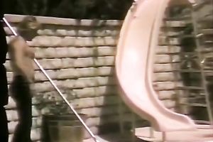 Two sexy lesbo girlfriend playing around by the poolside