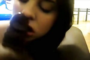 Pretty brunette hair legal age teenager enjoys working on my BBC in POV movie