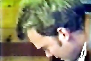 Lewd blonde slutty wife sucks a guy's prick in the kitchen