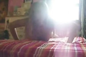 Fabulous lalin girl girlfriend in her bedroom making a teaser clip