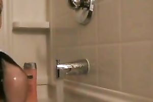 Slim dark brown beauty takes shower after lengthy and hawt day