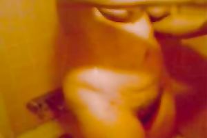 Hot homemade solo with my fat BBC slut washing her cookie in the shower