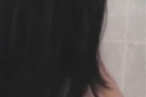 Breath taking Latina sex doll fingerfucks herself in washroom to orgasm