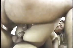 Nasty Brazilian wench handles double penetration on a pro level