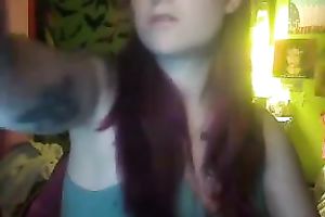 My tattooed redhead GF sucks my prick in front of a livecam