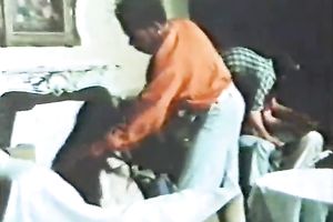 Well shaped perverted dark brown receives team-fucked hard from behind