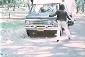 Well shaped perverted dark brown receives team-fucked hard from behind