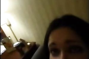 Raven haired bimbo sucks my prick until that babe receives a facial