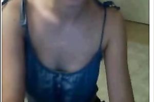 Sexy white babe acquires undressed on web camera flashing her tits