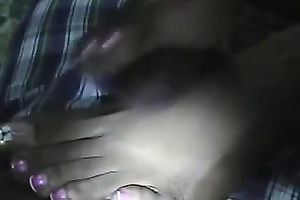 My girlfriend knows how to give a admirable quick footjob