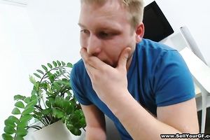 Beautiful brunette hair giving great irrumation and tugjob