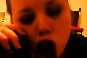 Amateur slut sucks my BBC whilst talking on the phone