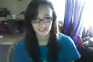 Beautiful brunette hair cutie shows off her goodies and masturbates