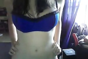 Beautiful brunette hair cutie shows off her goodies and masturbates
