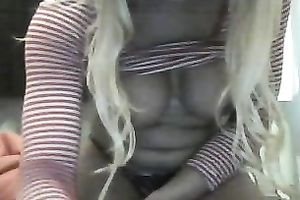 Nice livecam movie scene with my TS blond GF showing her mounds and a-hole