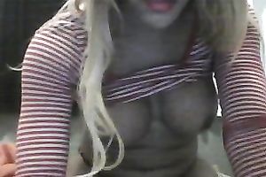 Nice livecam movie scene with my TS blond GF showing her mounds and a-hole