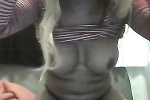 Nice livecam movie scene with my TS blond GF showing her mounds and a-hole
