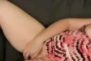 My bulky golden-haired playgirl fingers her bawdy cleft in homemade movie scene