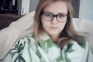 Nerdy dilettante legal age teenager fingers her pussy in web camera solo clip