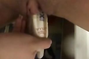 Taping myself in the washroom bottomless masturbating