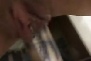 Taping myself in the washroom bottomless masturbating