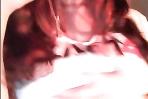 Licking a sweetmeat and playing with my big natural boobs