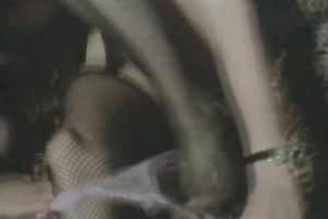 Trashy blond doxy sucks three hard pecker in group sex session