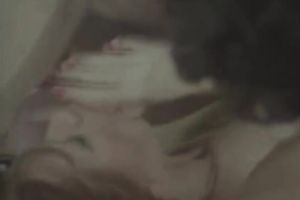 Trashy blond doxy sucks three hard pecker in group sex session