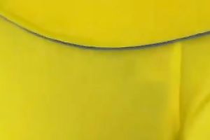 Breathtaking yellow constricted shorts on the round gazoo of my milf babe