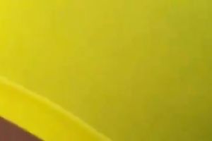 Breathtaking yellow constricted shorts on the round gazoo of my milf babe