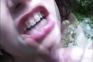 Slutty dark brown milks my shlong dry in her throat in the garden