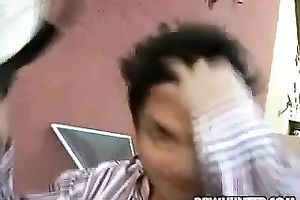 Chubby dark brown Lindsey lifts her jeans skirt up and receives her twat finger drilled